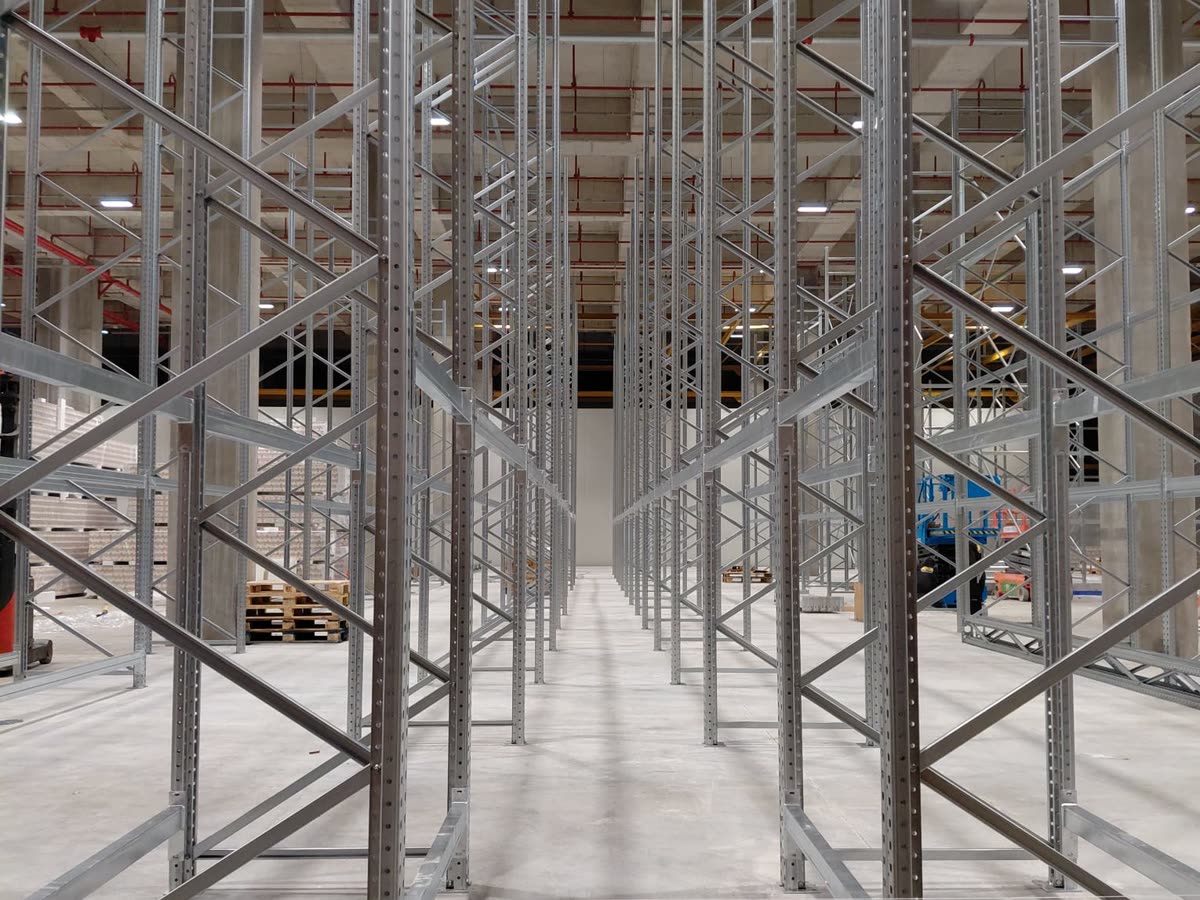 Galvanised rack rows