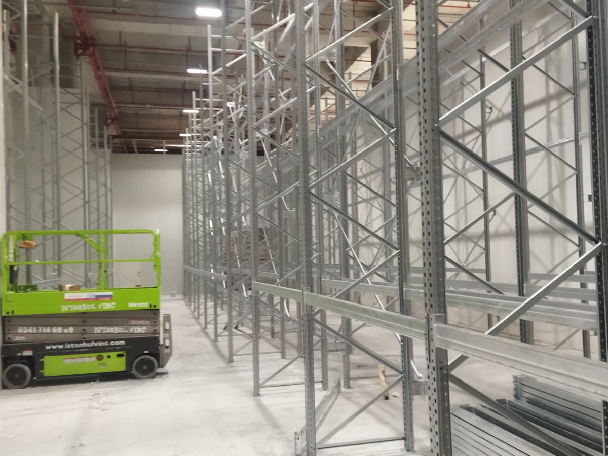 Rack aisle during installation