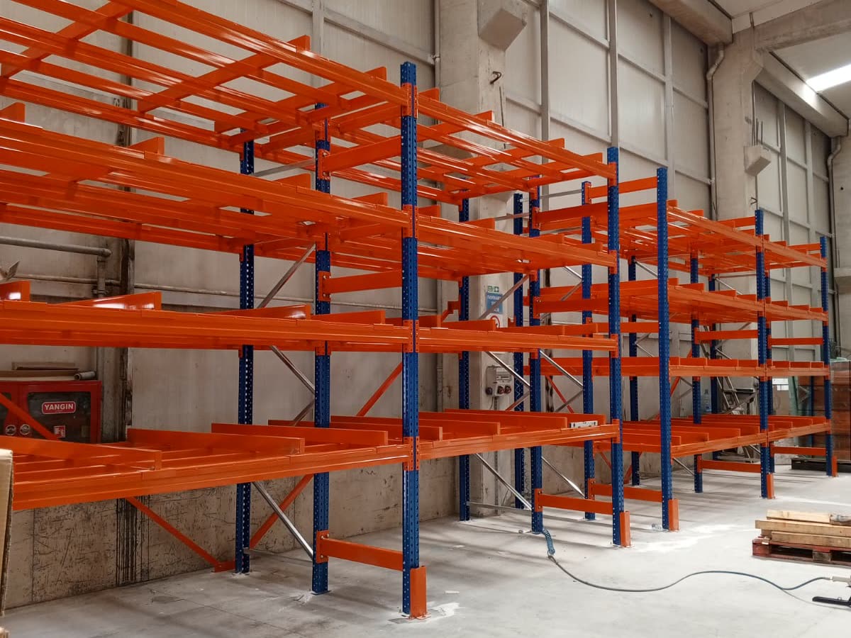 Pallet racking during installation