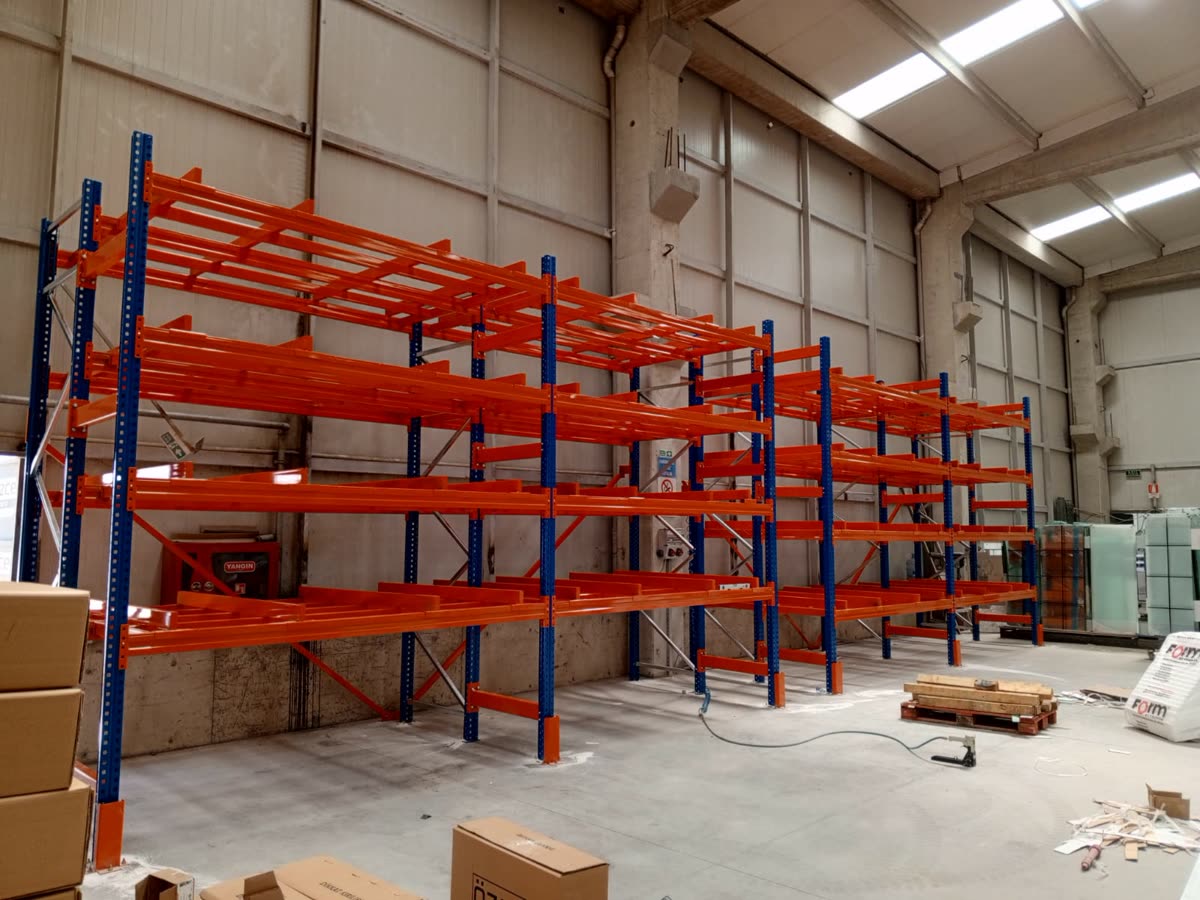 Pallet racking along the wall